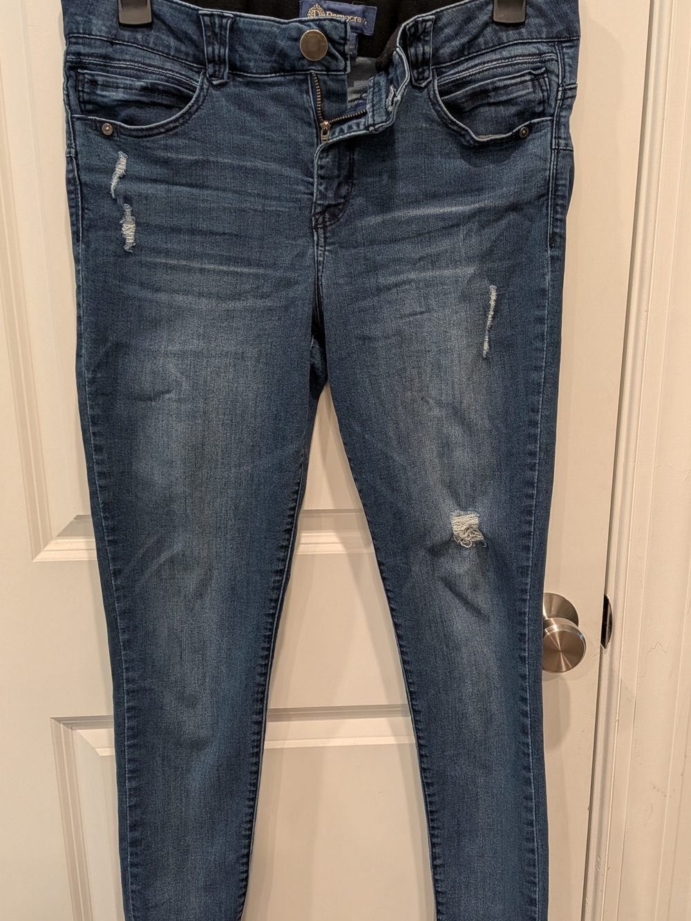 Democracy Ab Solution 14 Skinny Stretch Denim jegging 28Inseam blue distressed